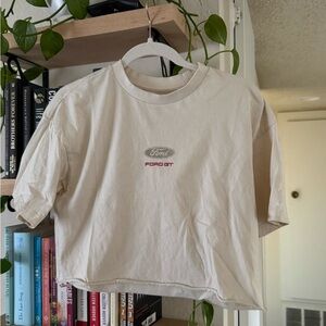 American Eagle Outfitters Cream Boxy Fit Top